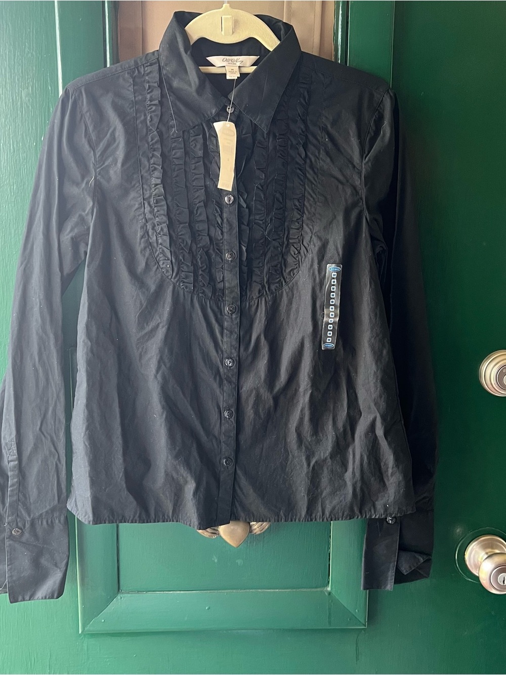 Old Navy Black Ruffle-Front Button-Up Blouse Jacket